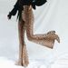 Women's Clothing High-Waisted Slim Fit Leopard Print Flare Pants Spring Trendy Casual Fashion_ecoleips.com