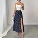 Women's Floral Print High Slit Midi Skirt European American Style 2025 Fashion Sexy Sweet Cross Border Design_ecoleips.com