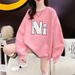 Women's Fleece Lined Sweatshirt 2023 round Neck Loose Fit Casual Stylish Versatile Thickened Top Trendy for Autumn Winter_ecoleips.com
