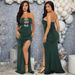 Women’s Clothing High Slit Long Skirt Diamond Bow Women's Party Tube Top Dress_ecoleips.com