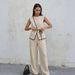 Fashionable Casual Two Piece Set Solid Color Loose Fitting Top And Pants European American Style French Style Suit for Women_ecoleips.com
