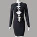 2025 Style Hollow Out Design Sense Crop Top Bandage Women Long Sleeve Evening Bodycon Dress_ecoleips.com