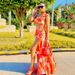 Summer New European And American Women's Sexy Printed Dress Strapless Sleeveless Long Dress_ecoleips.com