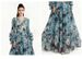 Women's Floral Bell Sleeve Dress Sophisticated Pleated 3D Design Heavy Duty Fitted Waist Ruffled Hem_ecoleips.com