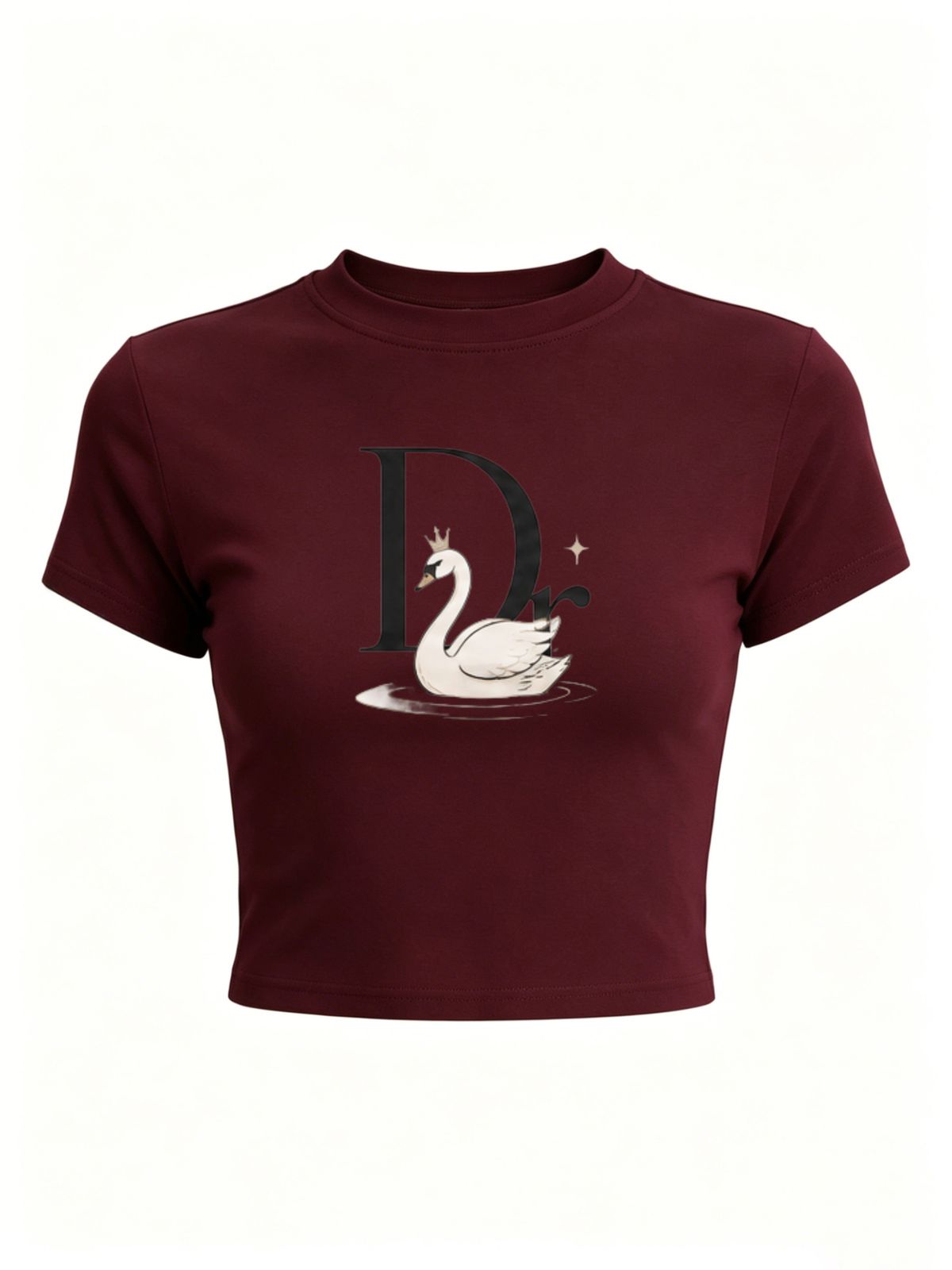 Women's Slim Cropped T-Shirt With "Dr." Print, Casual Short Sleeve Crew Neck Top_ecoleips.com