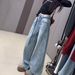 Women's Vintage Star-Embossed Flare Jeans – High-Waisted Wide-Leg Denim Pants With Rhinestone Detailing (Blue, Sizes S-XL)_ecoleips.com
