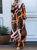 H715 Muslim Women's Fashion Floral Print Two-Piece Spring And Autumn Clothing Long Shirt Wide-Leg Pants Set_ecoleips.com