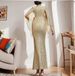 Voya Voya New European American Autumn Elegant Off-Shoulder Sequin Evening Dress For Annual Party And Banquet_ecoleips.com