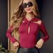 Voya Ladies' Autumn And Winter New Street Fashion Knitted Long Sleeved Hollow Design Slim Fit And Slimming Fashionable Top_ecoleips.com