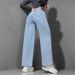 2025 Spring New American Style Wide-Leg For Women Light Wash Loose Slimming Floor-Length Jeans_ecoleips.com