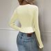 Voya French-style Square-neck Bow-tie Long-sleeve Ruffle Hem Spring-summer Slim-fit Waist-cinching Top For Women_ecoleips.com