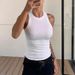 Solid Basic Tank Soft Top For Women Summer Outfits Tight Sexy Round Neck Tank Top Knitted Bottom Shirt Sleeveless Top Outerwear_ecoleips.com