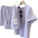 Letter Fashion Casual Short Sleeved Shorts Two Piece Suit For Women Summer New Loose Simple Large Size Suit_ecoleips.com