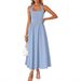 Women's Clothing Sleeveless Halter Neck Off Shoulder Pleated High Waisted Dress With Pockets Fashion_ecoleips.com