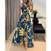 Summer New Women's Sexy Backless One Shoulder Sleeveless Printed Long Dress_ecoleips.com