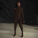 Women's High Neck Slim Long Sleeve Jumpsuit With High Waist & Footed Pants - Autumn Winter Solid Color Stretchy Outfit (S/M/L)_ecoleips.com