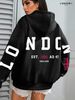 Women's Clothing Printed Kangaroo Pocket Hoodie Casual Long Sleeved Drawstring Pocket_ecoleips.com