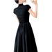 Elegant Black For Women Summer New Niche Design French Hepburn Style Waist-Cinching Slimming Long Dress_ecoleips.com