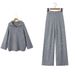 Women's Clothing Chic Oversized Knit Sweater & High-Waisted Trousers Set - Soft Round Neck, Long Sleeves, Streetwear Comfort (Ivory/Grey/Khaki)_ecoleips.com