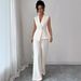 Spring Elegant Style Solid Color Commuter Vest Business Daily Straight Pants Set_ecoleips.com