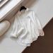 Old Money Style White Linen Long-Sleeve Sun Protection Shirt For Women, Summer Thin Outerwear Blouse, Cotton-Linen_ecoleips.com