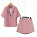 Women's Clothing Two Piece Suit Set Short Sleeved Blazer Simple And Casual Summer New Style Clothing_ecoleips.com