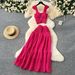 Women's Clothing Age Reducing And Refreshing Spring And Summer Vacation Style Short Sleeved Suspender Top + High Waisted Pleated Skirt Two Piece Suit_ecoleips.com