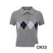 Women's Clothing French Casual Preppy Style Diamond Pattern Short Sleeved Knit Top Fashionable Summer Knitwear_ecoleips.com