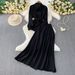 Elegant Tie-Waist Sun Protection Blouse & High-Waist Skirt Set – Soft Pink/Black/Mint/Navy/Brick/Beige (One Size)_ecoleips.com