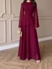 Elegant Women's Maxi Dress Long Sleeve Luxurious Lightweight Chiffon Evening Gown Flattering Design for Parties_ecoleips.com