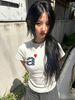 Korean Trendy Heart Shaped Short Sleeve Top For Women Sexy Slim Fit Polka Dot Letter Print Summer Top_ecoleips.com