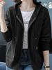 2026 Autumn/Winter Elegant Casual Hooded Zip-Up Knit Cardigan With Double Pockets, Versatile Long-Sleeved Sweater Jacket_ecoleips.com