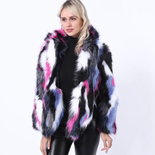 Women's Clothing Tops Fox Fur Colorful Fur Short Coat Fur Fur Coat _ecoleips.com