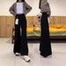 Black Wide-Leg Jeans For Women, Autumn And Winter, Fleece-Lined, Plus Size, High Waist, Slimming, Stretchy, Petite_ecoleips.com