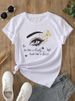 Euroean And American Cross-border Foreign Trade Clothing, Sexy Eyelash Rint Round-neck Short-sleeve Women's T-shirt_ecoleips.com