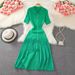 Women's Clothing Women's Peter Pan Collar Knit Dress Spicy Girl Style Mid Length Slit French Socialite Solid Color Summer Clothing_ecoleips.com