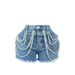 Women's Clothing Street Fashion Pearl Rhinestone Casual Shorts Design New Denim Shorts_ecoleips.com
