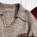 Women's Clothing Women's Sequined V Neck Pullover Sweater Korean Style Winter Thick Wool Knitwear Soft Cozy Top_ecoleips.com