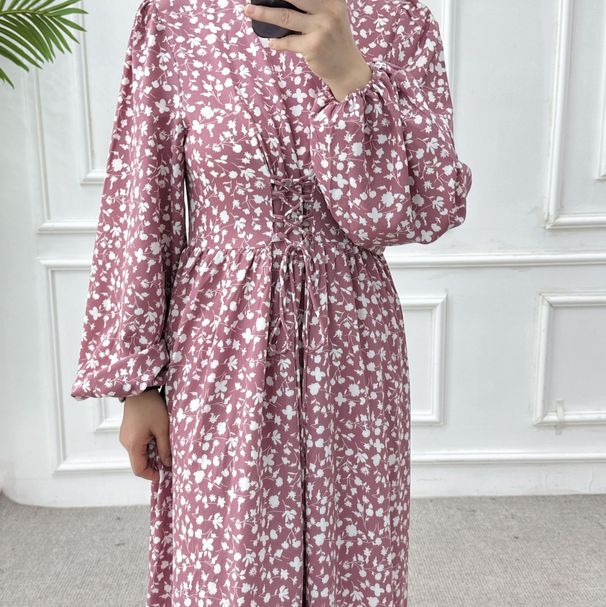 European And American Pure Printed Dress Waist Ankle Printed Long Skirt Series_ecoleips.com