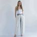 High-Waisted Straight Leg Jeans Women's Faux Turkey Feather Patchwork Denim American Style Jeans_ecoleips.com