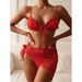 's New Women's Swimsuit Is A Solid Color Halter-neck Tie Bikini Three-piece Set, High-waisted Mesh Two-piece_ecoleips.com
