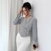 European And American Cross-border 2026 Spring New Patterned Shirt-style Irregular Metal Buckle Strap Top For_ecoleips.com