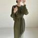 Women's Clothing Muslim Round Neck Lantern Sleeve Robe Elegant And Comfortable Dress_ecoleips.com