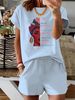 Women’s 2 Piece Outfit Set – Oversized Graphic T-Shirt And Biker Shorts Matching Set, Casual Summer Lounge Tracksuit For Daily Wear-362_ecoleips.com