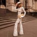 Elegant Slim Fit Lace Jumpsuit Socialite Style Composite Lace Women's Bottoms_ecoleips.com