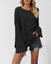Women's Street Style Knit Sweater - Oversized Round Neck Bell Sleeve Pullover, Soft Acrylic Blend, Trendy Loose Fit For Fall/Winter_ecoleips.com