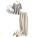Women's Clothing Five Point Sleeve Knitted Top Simple Casual Pants Suit Summer Simple Atmospheric Suit_ecoleips.com