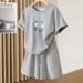 Plus Size Women's Fashion Set Short Sleeve T-Shirt And Shorts Simple Sporty Casual Two Piece Set New_ecoleips.com