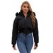 Big Fur Collar Hooded Short Cotton Clothes Women's Autumn And Winter New Waist Design Jacket_ecoleips.com