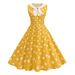Vintage Polka Dot Summer Dress Women Retro Sleeveless A-Line Dress With Peter Pan Collar & Bow 50s Rockabilly Cocktail_ecoleips.com